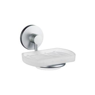 Smedbo NS342 Wall Mounted Frosted Glass Soap Dish with Brushed Chrome Holder from the Studio Collection